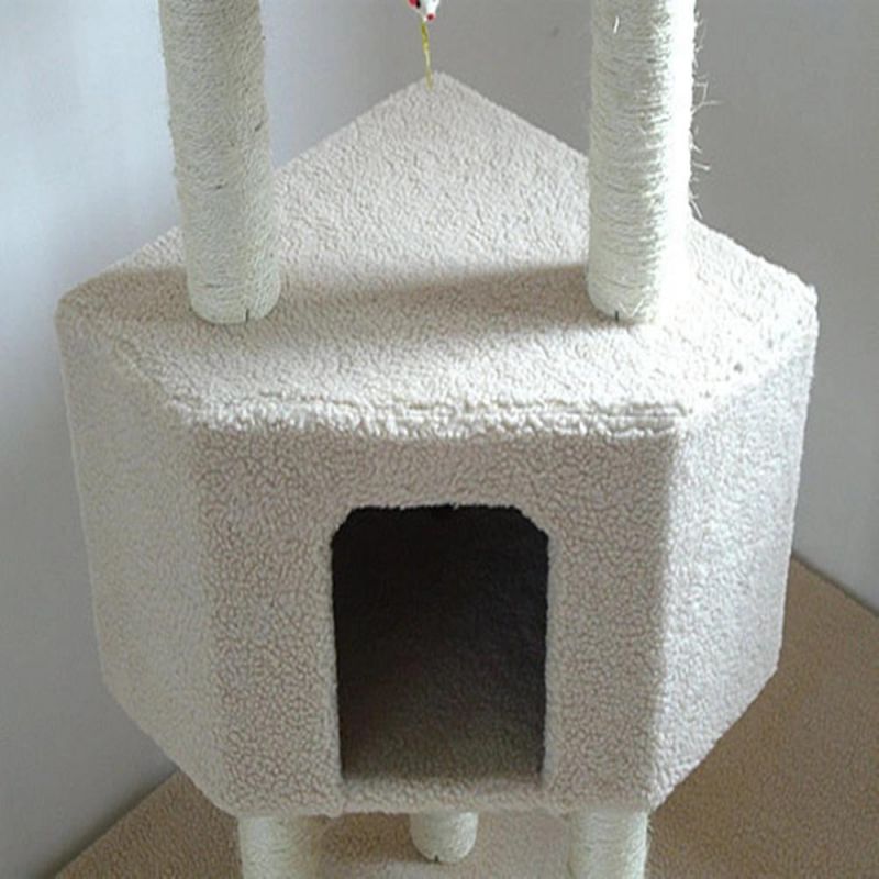 Luxury House Furniture BSCI Beige Color Cat Scratcher Tree Post with Rope and Hole