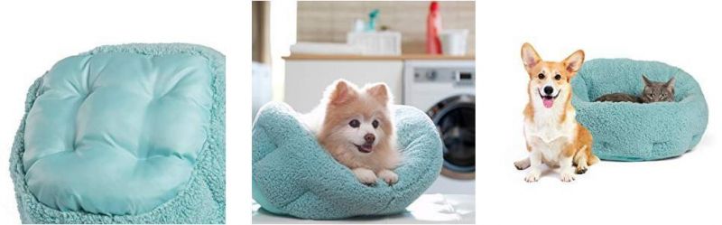 Round Shape Cozy Cat and Dog House Bed High Walls for Extra Support