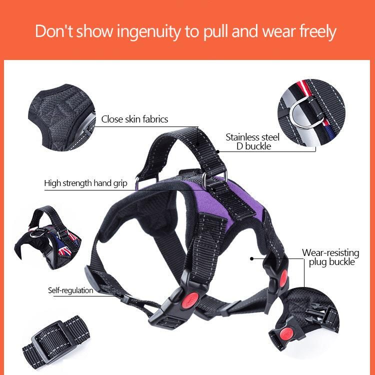 Personalized Polyester Solid Color, Medium Large Explosion-Proof Rushed Dog Harness