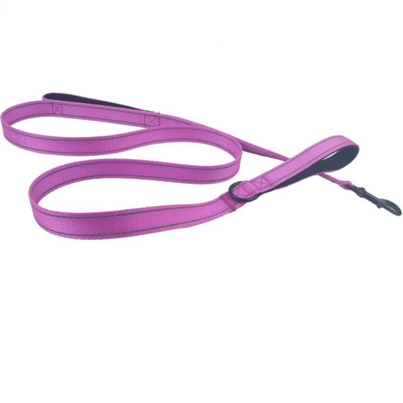 Nylon Reflective Thread Dog Leash with 2 Padded Handles with Multiple Color Option