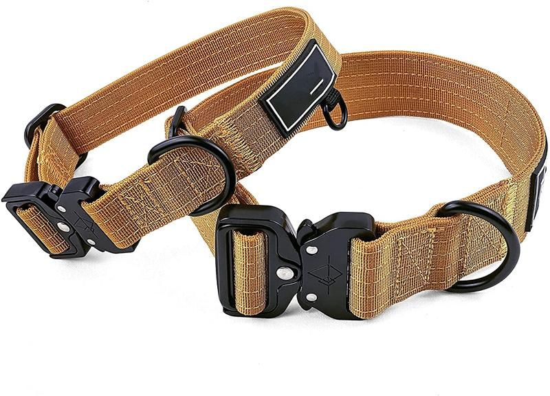 Heavy Duty Strong Nylon Adjustable Designer Tactical Training Wide Dog Collar with Metal Buckle