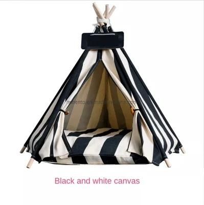 Wholesale Foldable Cotton Fabric Pet Teepee Dog Tent Factory Price Five Sticks Wholesale Pet Bed Dog Teepee Tent