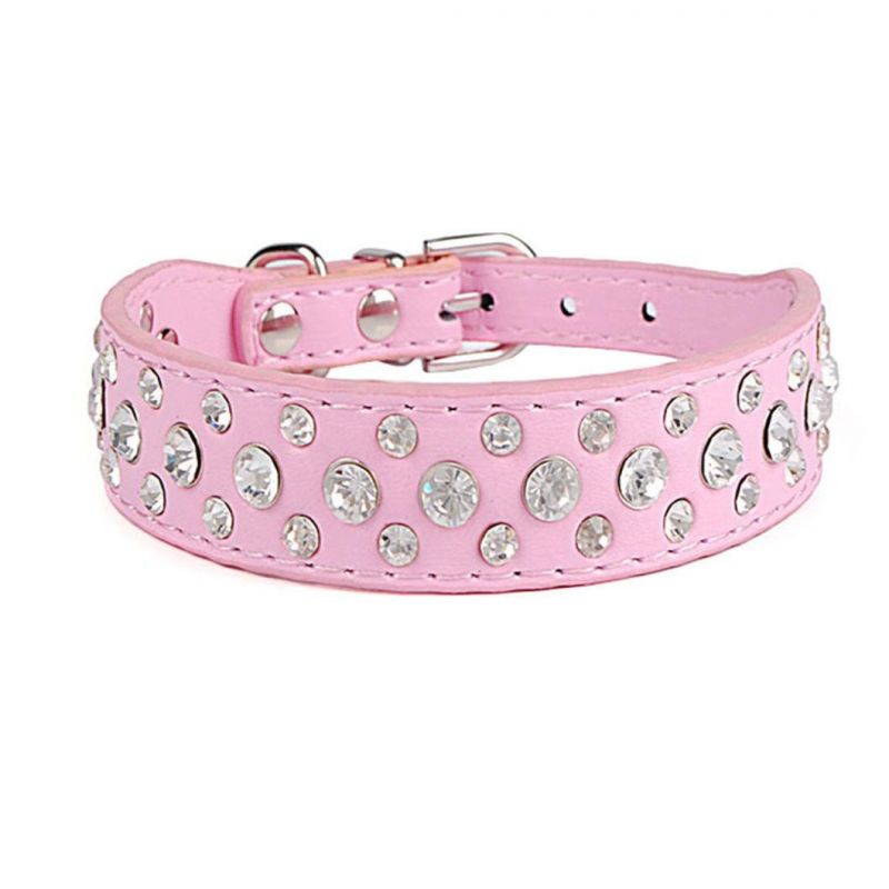 Rhinestone Pet Collars Cute Sparkling PU Leather Dog Collar