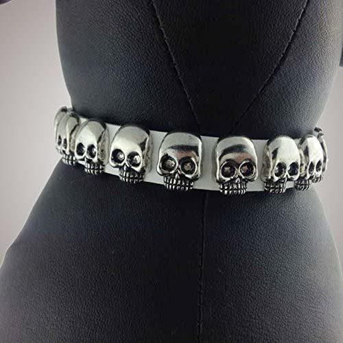Pet Dog PU Leather Collar with Fashion Cool Skull Studded Adjustable Soft Dog Collar