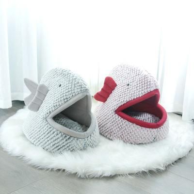 Fish Shaped Semi-Closed Soft Pet Cat Bed Pet Supply