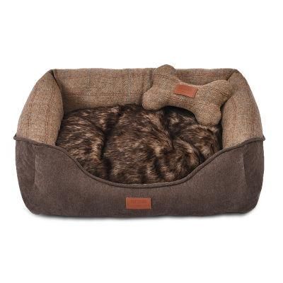 Warm Worsted Fabric Long Fur Plush Pet Sofa Dog Bed