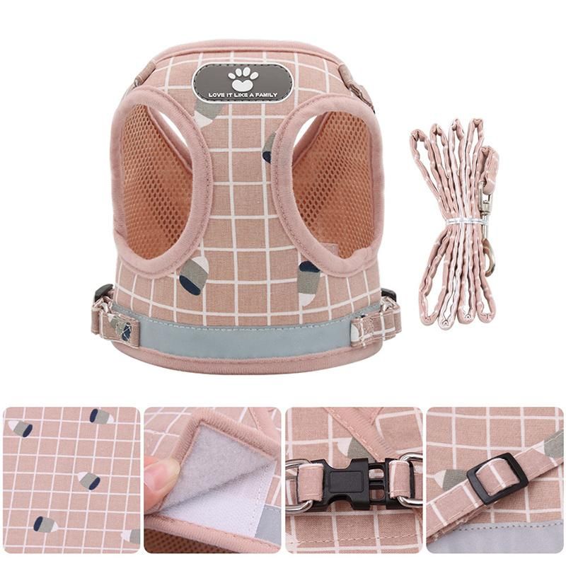 Cute and Comfortable Reflective Dog Vest Type Traction Leash Collar Leash Rope Running Walking Safe Night Pet Products Harness