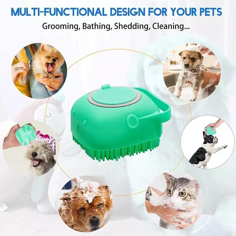 Dog Bath Pet Massage Shampoo Dispenser Soft Silicone Brush