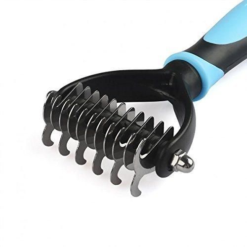 Rake Grooming Shedding Brush for Dog Cat Long Short Hair with Metal Blade