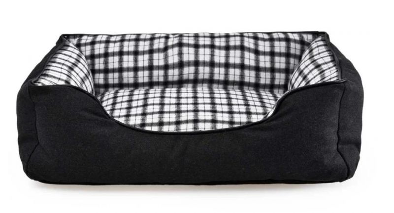 Plaid Pet Bed Calming Cozy Dog Beds for Small to Large Dogs Heated Washable Beds