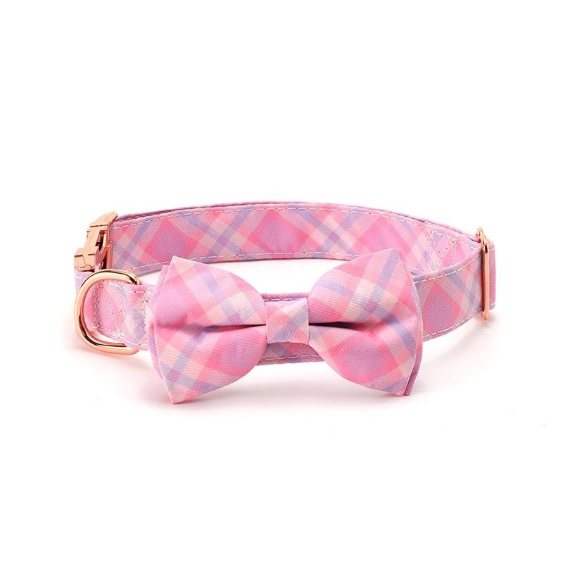 Personalized Luxury Rose Gold Metal Buckle Fashion Pet Bow Tie Dog Collar Dog Items Pets Accessories