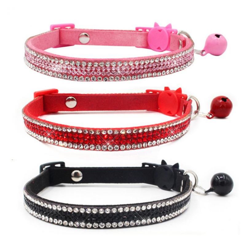 Pet Collar for Cat and Puppy with Bell and Rhinestones