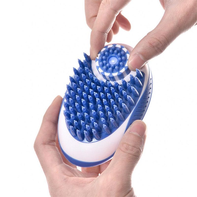 2 in 1 Pet Brush Bath Massage Brush, Pet Grooming Shampoo Dispenser, Soft Silicone Bristles, Used for Cleaning, Grooming, Removing Long and Short Hair