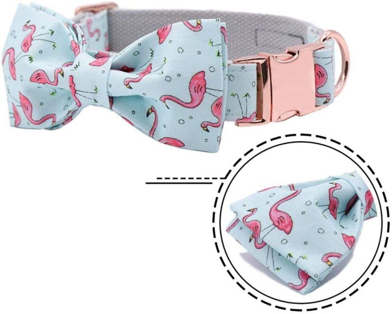 Custom Pattern Adjustable Dog Collar with Bow Tie 