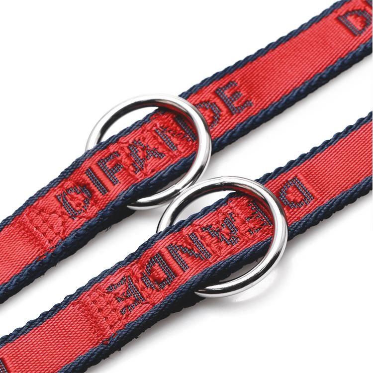 Manufacturer Wholesale Large Nylon Dual Handle Two Hooks Double Dog Leash with Logo