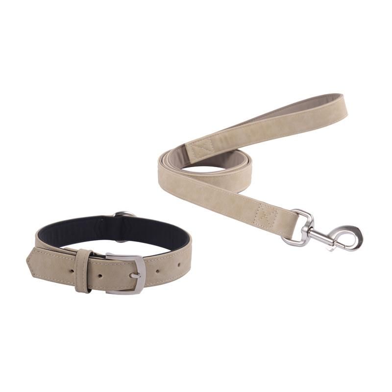 Unique Products Luxury PU Plain Leather Dog Collar and Leash