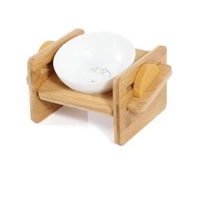 Pet Feeding Bowl Wooden Frame Wooden Pet Bowl Stand Bamboo Folding Cat Bowl Stand Wooden Feeding Bowl Stand for Dogs and Cats