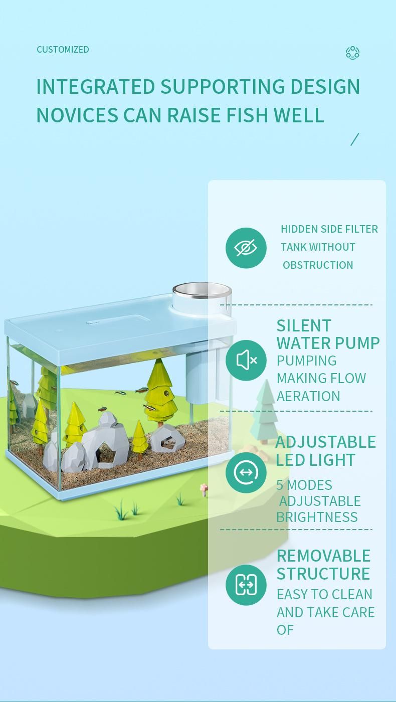 Yee Small Glass Ecological Fish Tank Desktop Landscaping Aquarium Tanks