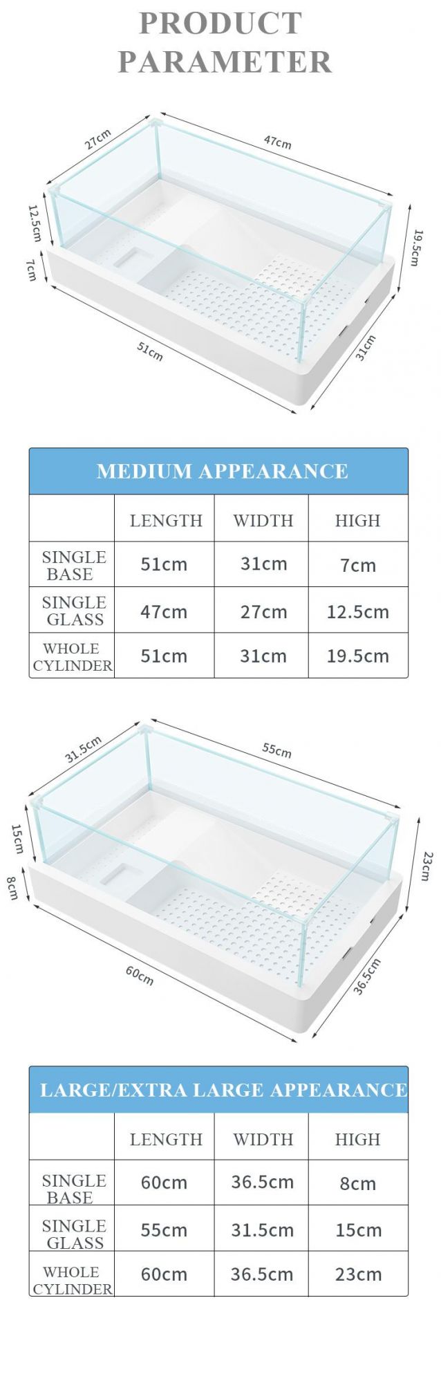 Yee Factory Wholesale Tank Pet Products Detachable Split Turtle Tank