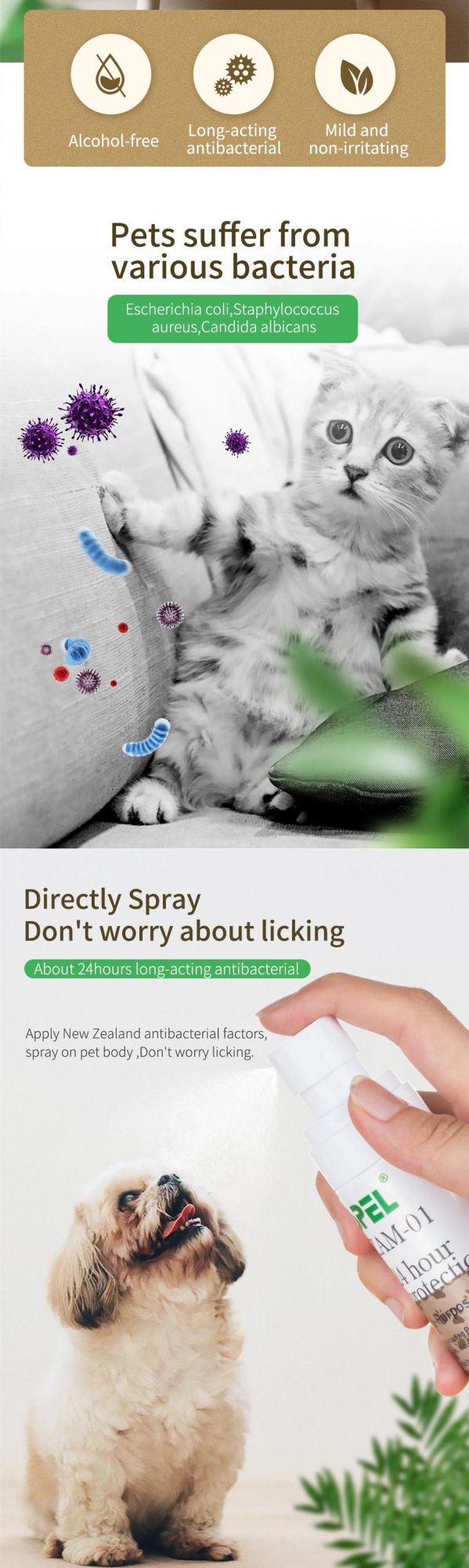 Alcohol Free Kill Virus 99.9999% Hypochlorous Acid Spray Cleaner Sterilizer for Pet Clay Litter Nest Body Odor Cleaning for Pet Shop Use