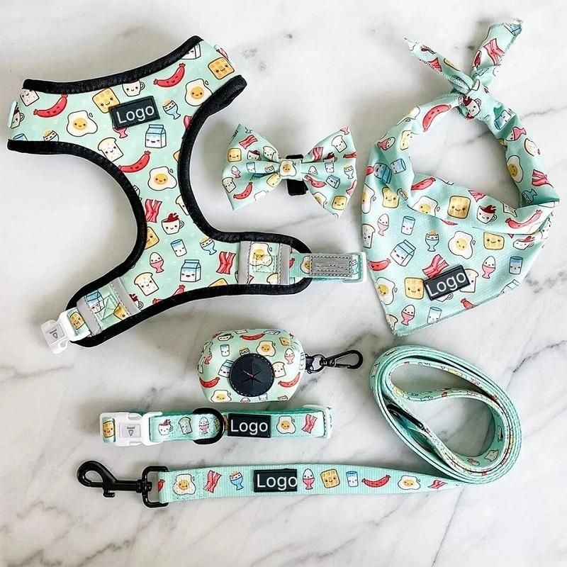 Custom Logo High Quality Dog Harness Sublimation Collar Leash Lead Poo Bag