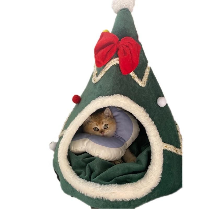 Wholesale OEM Washable Christmas Pet Bed Indoor House for Dogs Cats