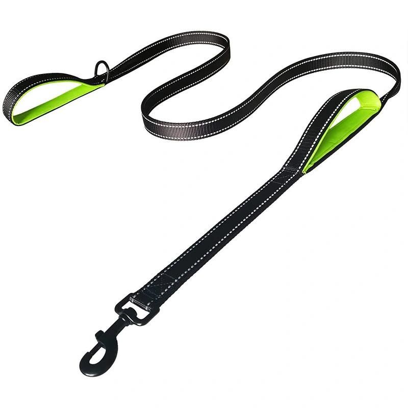 Reflective Dog Leash with Comfortable Dual Padded Handles for Control Safety Training Walking