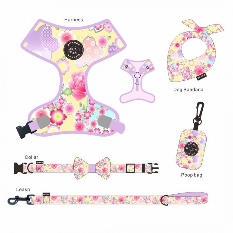 Wholesale Soft New Designer Luxury Waterproof PVC Custom Dog Harness Collar and Leash Set Personalized with Poop Bag