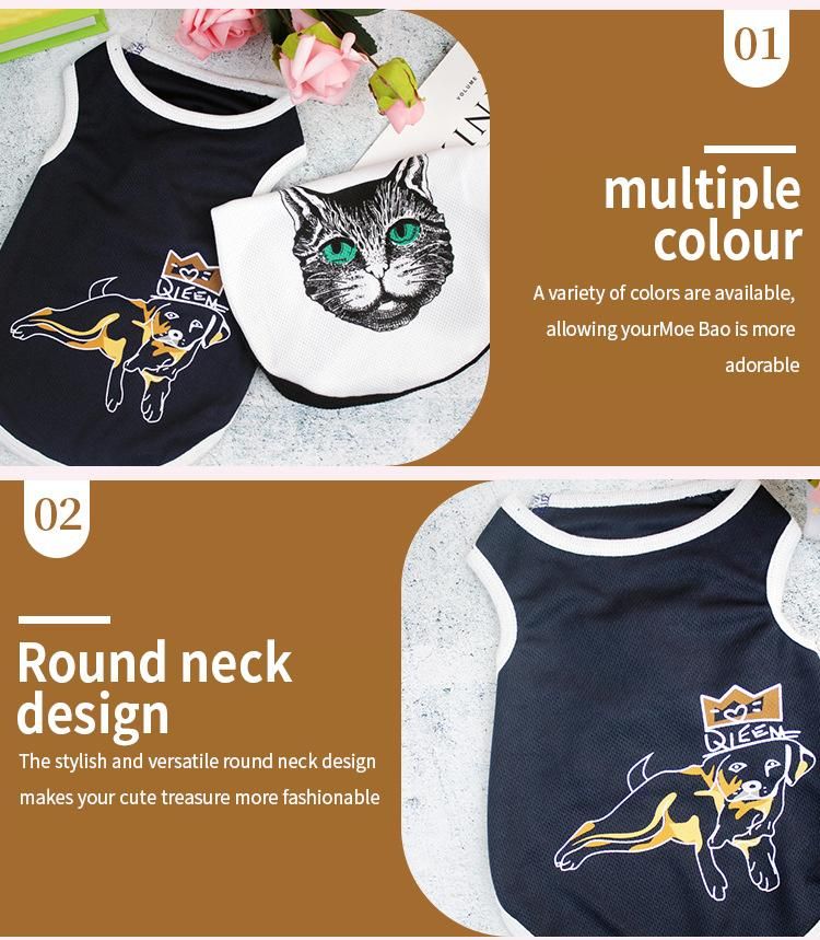 Wholesale Plain Pet Summer New Pajamas Medium Tutu Pet Cat Printed Vest Dogs Clothes