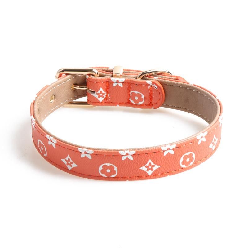 Custom Personalized Leather Pet Collar Supplies Wholesale PU Leather Waterproof Luxury Dog Collar Leash