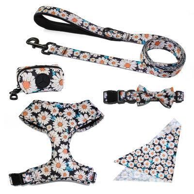 OEM Luxury Designer Pattern Reversible No Pull Custom Dog Harness Set Cat Pet Collar Leash Leads Step in Adjustable Dog Harness