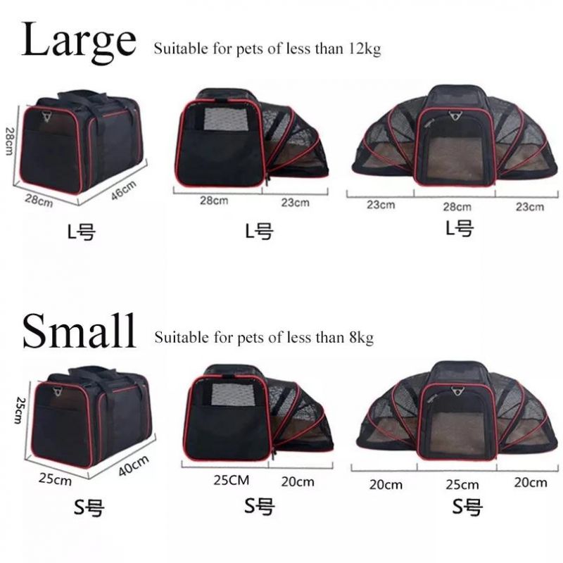 Portable Breathable Airline Approved Cat Carrier Tote Bag Expandable Cat Travel Carrier