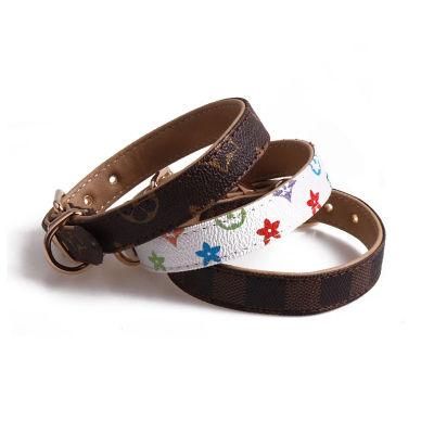 High Quality Classic Double Layer Luxury Waterproof Adjustable Padded Metal Buckle PU Leather Pet Dog Collar