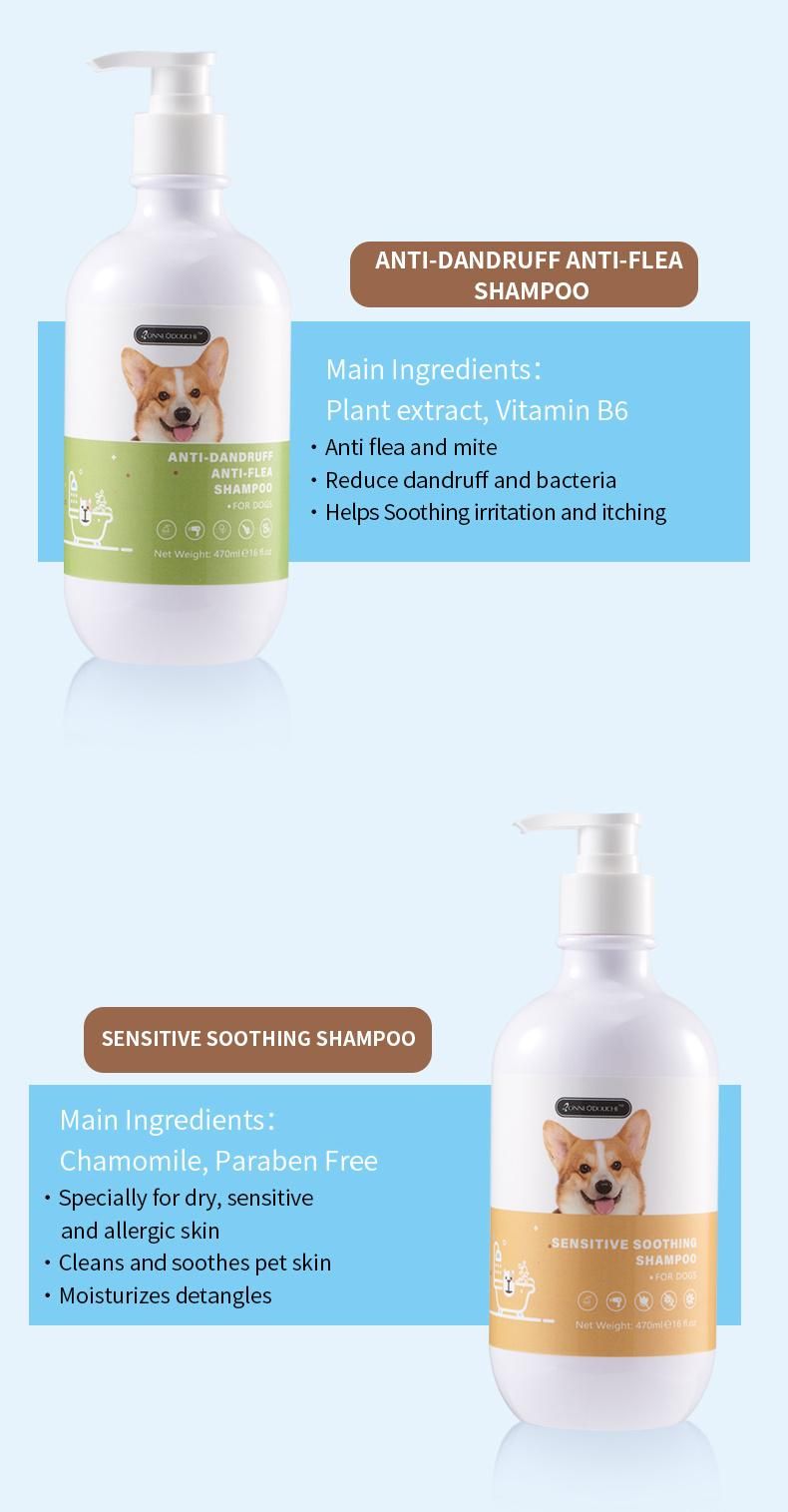 Hot Sales Papaya Prevent Mite Shiny Fur Dog Shampoopet Product 470ml