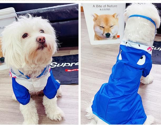 Fashion Pet Dog Raincoat with Hood Poncho, Eco Waterproof Puppy Jacket Pet Rain-Gear Clothes for Small Large Dogs/Cats