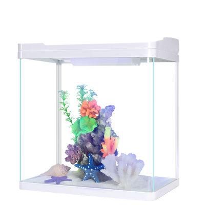 Yee Fish Tank Living Room Ecological Water-Free Goldfish Tank Small Mini Glass Aquarium