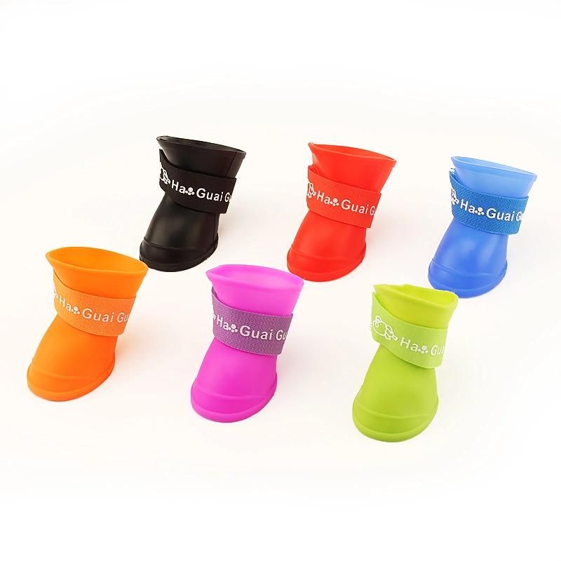 4PCS/Set Dogs Shoes Candy Colors Rubber Waterproof Soft Pet Rain Boots for Puppy Cats