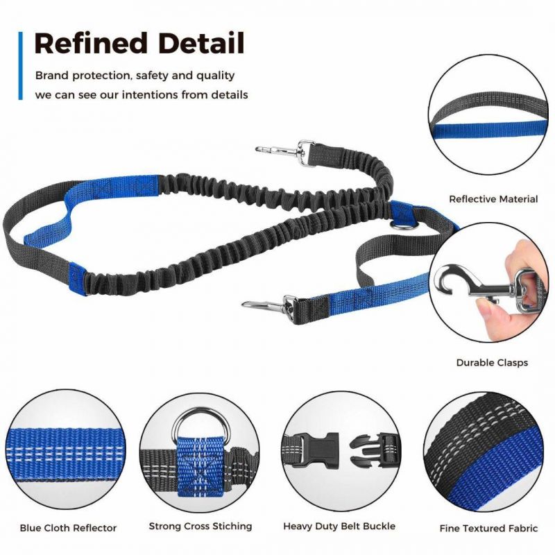 Dog Leash, 4/6 Foot Long Hands Free Leashes Dual Handle Control Leash Dog Adjustable Waist Belt Reflective Pet Leash Running, Walking, Jogging