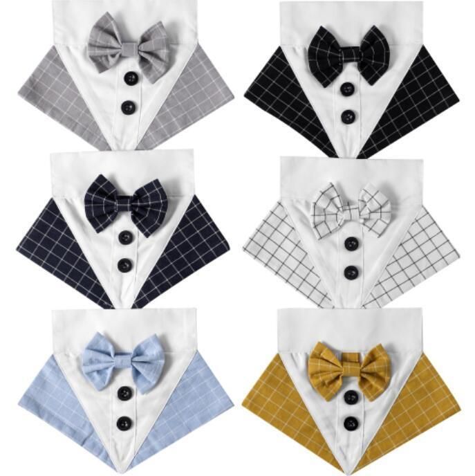 Formal Dog Tuxedo Wedding Dog Bandana Collar with Bow Tie Adjustable Dog Bowtie Collar Bandana for Small Medium Large