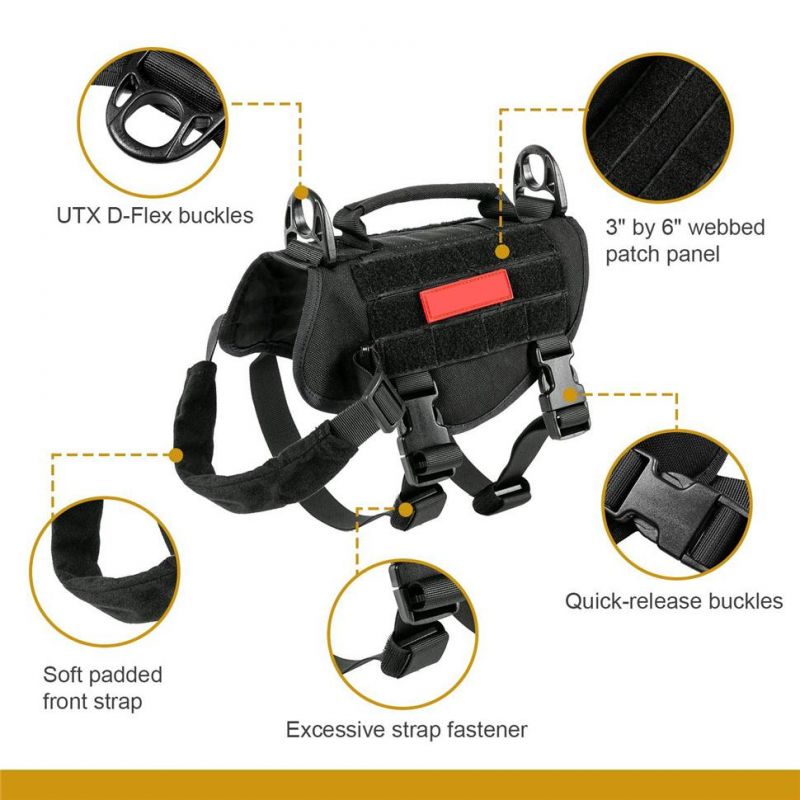 Dog Vest Durable Working Dog Tactical Dog Harness for Small Medium Puppy Dog