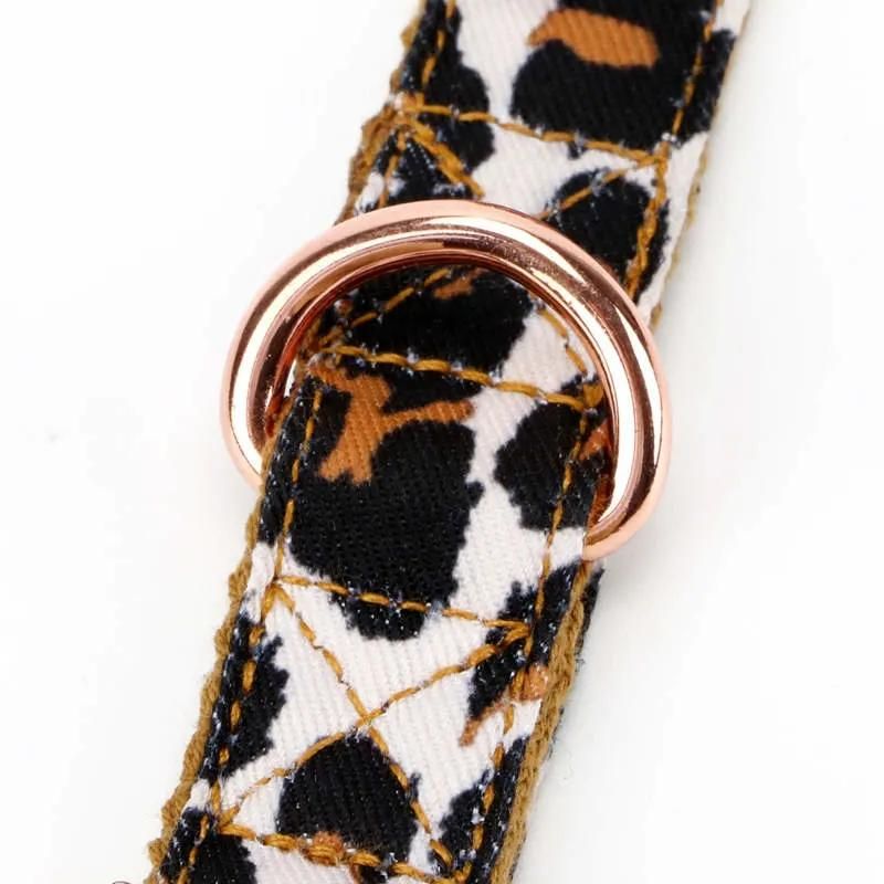 Leopard Pattern Dog Leash Collar Customized Logo Pattern Dog Leash