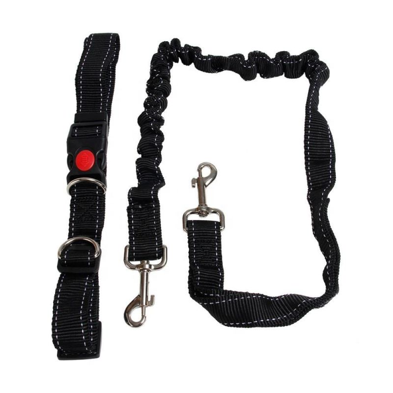 Retractable Nylon Hands Free Waist Dog Leash with Dual Bungees for Hiking Jogging Running