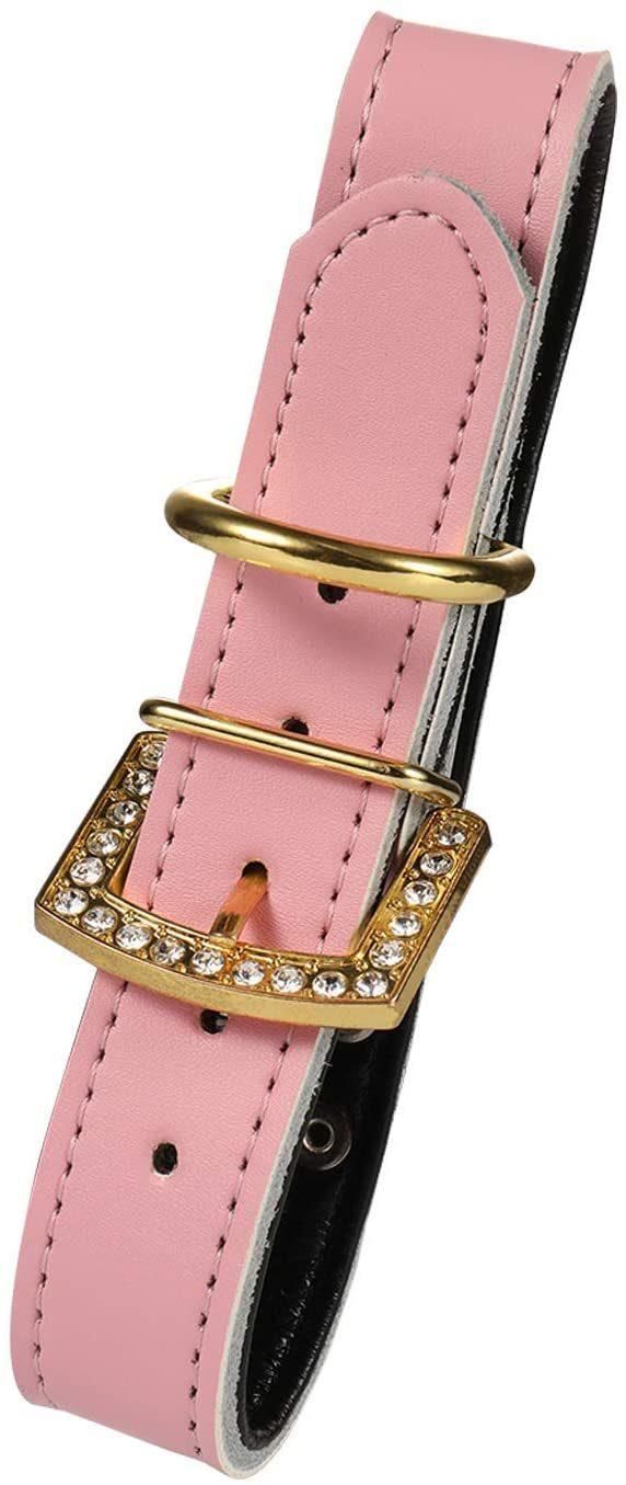 Luxury Gold Rhinestones Buckle Soft Leather Mushrooms Rivet and Gold Spikes Studded Personalized Collar