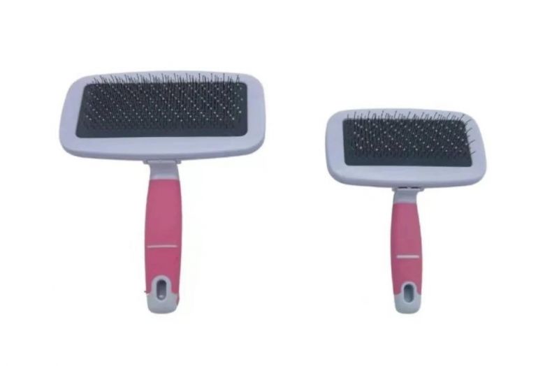 Pet Groomer Grooming Hair Removal Self Cleaning Slicker Brush for Dogs and Cats Pink-L