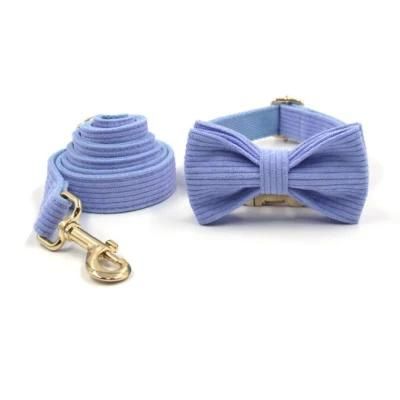 Corduroy Dog Collar with Bow, Pet Soft and Comfy Bow Tie Collar