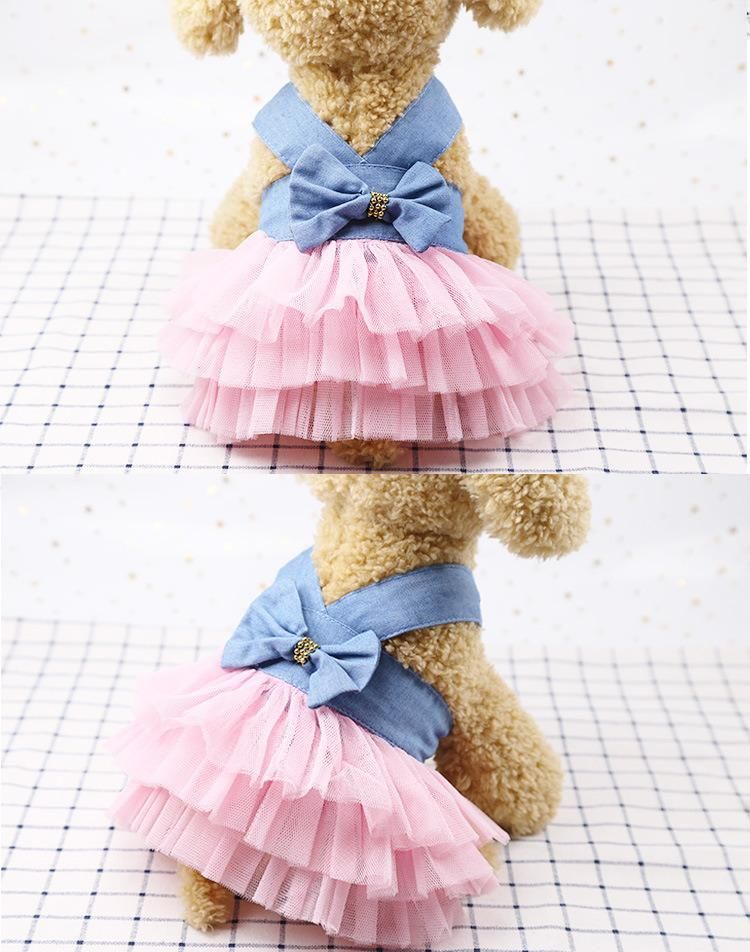 Bow Wedding Dress for Pet Clothes with Small Dogs Pet Clothing for Skirt Puppy Sweety Princess