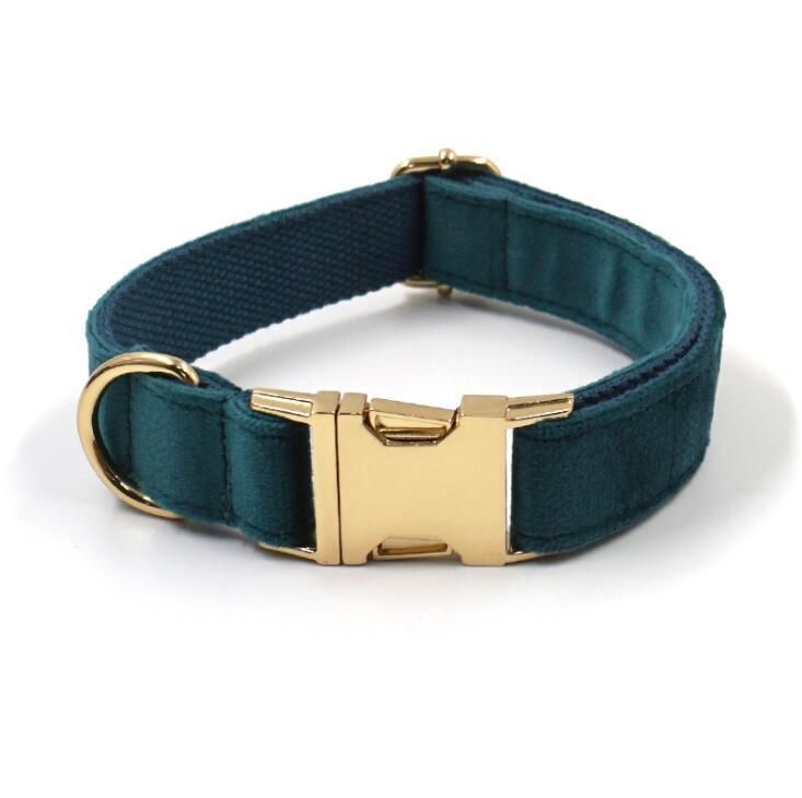 Pet Supplies New Arrive Pure Green Velvet Dog Harness Belt God Dog Necklace Bow Tie Leash 2021