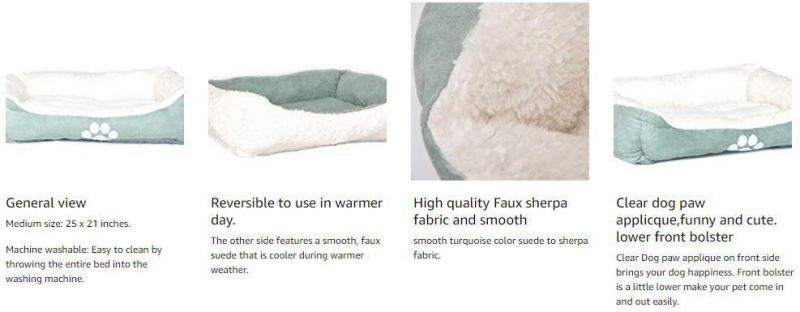 Memory Foam Pet Bed Reversible Plush Dog Cot