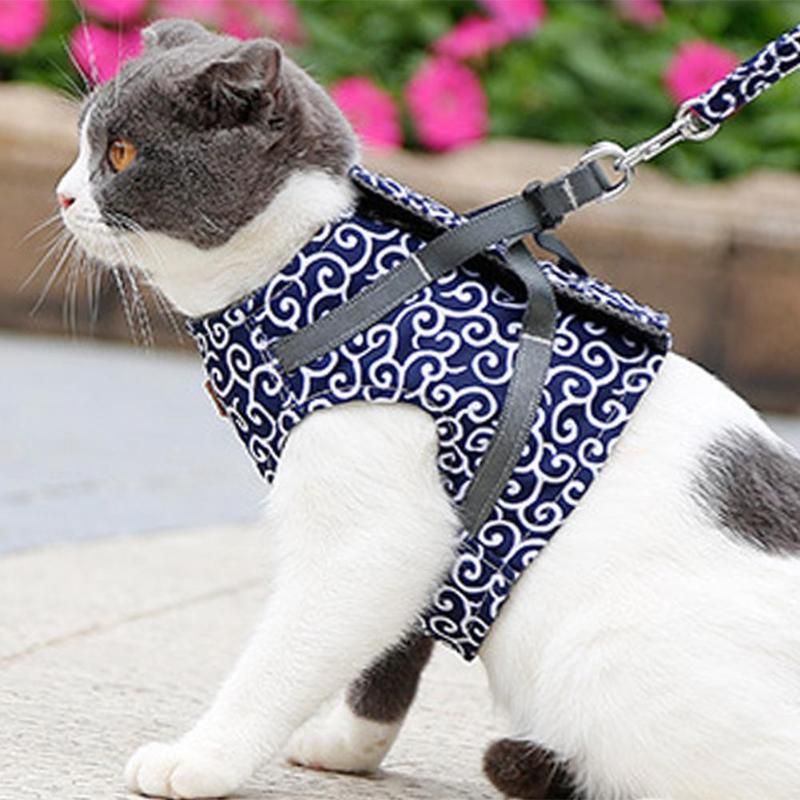 Fashion Pet Cat Vest Outdoor Travel Walking Harness Leash Set Wholesale Dog Clothing