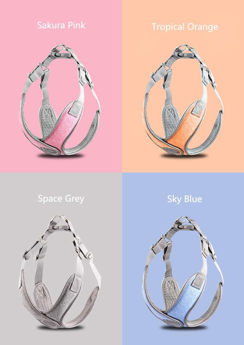 Wholesale New Solid Color, Polyester Quick Release Buckle Reflective Breathable Pet Harness for Dog